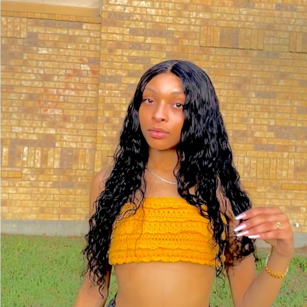 Strapless Yellow Crochet Top